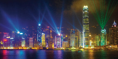 Framed Art Victoria Harbour by Night by Scott E. Barbour | 19 3/4 x 39 1/2 Art...