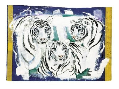 Three White Tigers by Rolf Knie | 15 5/8 x 19 5/8 Fine Art Print