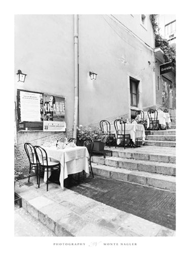 Tables on the Steps, Taormina, Sicily by Monte Nagler