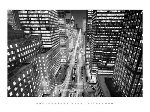 Park Avenue at Night, NYC by Henri Silberman | 23 1/2 x 31 1/2 Art 