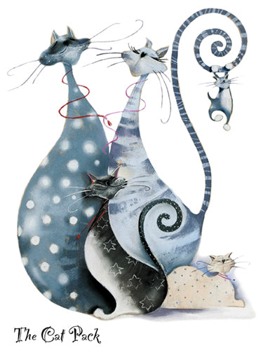 The Cat Pack, Catitudes by Marilyn Robertson | 31 1/2 x 23 1/2 Art 