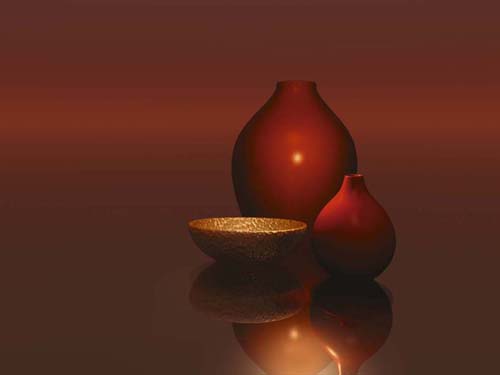 Red Vases with Bowl by Trevor Scobie | 23 1/2 x 31 1/2 Fine Art Print
