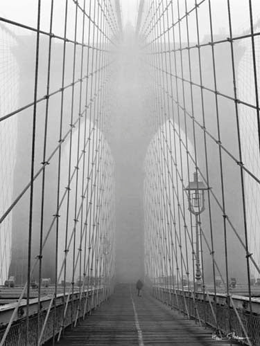 Foggy Day on Brooklyn Bridge by Henri Silberman | 31 1/2 x 23 ½ Art