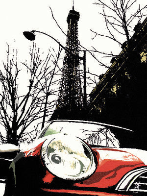 Framed Art Eiffel Tower & Mini by Jo Fairbrother | 31 1/2 x 23 1/2