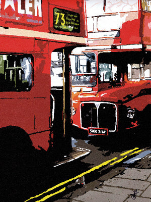 Routemasters London by Jo Fairbrother | 31 1/2 x 23 1/2 Fine Art Print