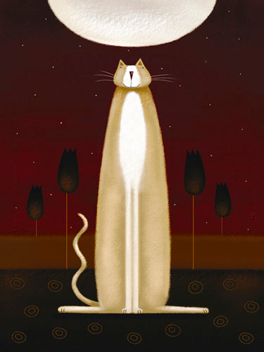 Feline and Four Tulips by Jo Parry | 31 1/2 x 23 1/2 Fine Art Print