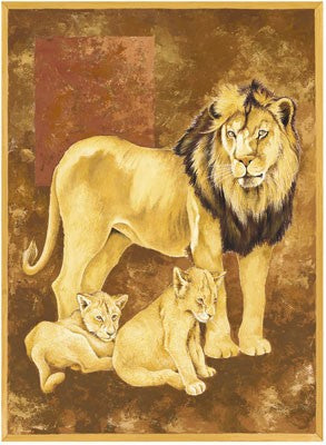 Lion and Two Cubs by Philippe Genevrey | 31 1/2 x 23 1/2 Fine Art Print