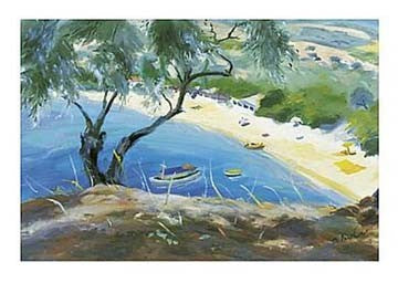 Achladies Bay, Skiathos, Greece by Anne Durham | 9 1/2 x 11 3/4 Art