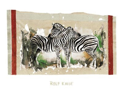 Two Zebras by Rolf Knie | 9 1/2 x 11 3/4 Fine Art Print