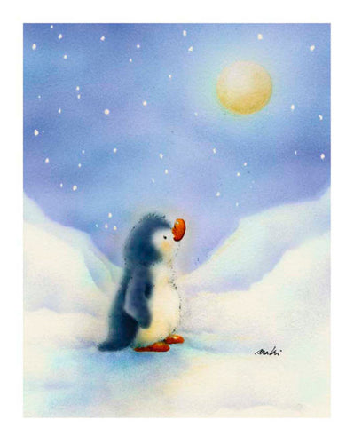 Little Penguin by Makiko | 11 3/4 x 9 1/2 Fine Art Print