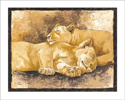Sleeping Lions by Philippe Genevrey | 9 1/2 x 11 3/4 Fine Art Print