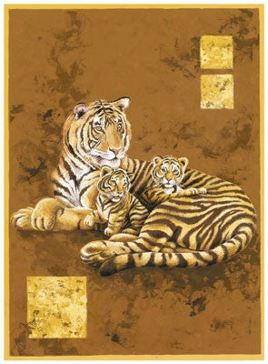 Tiger and Two Cubs by Philippe Genevrey | 11 ¾ x 9 ½ Fine Art Print