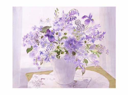 Blue Floral Spray by Celia Russell | 9 1/2 x 11 3/4 Fine Art Print