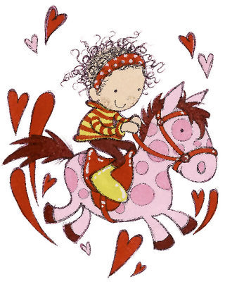 Framed Art Little Girl Riding by Annabel Spenceley | 11 3/4 x 9 1/2