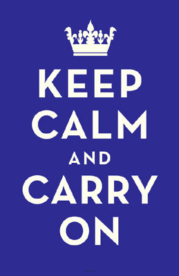 Keep Calm and Carry On (Dark Blue) Wall Art | 17 x 11 Fine Art Print