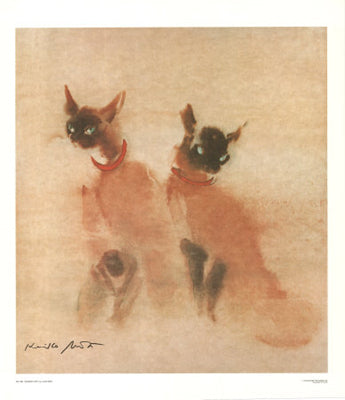 Framed Art Siamese Cats by Kaiko Moti | 28 x 24