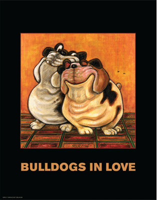 Bulldogs in Love by Kourosh | 14 x 11 Fine Art Print