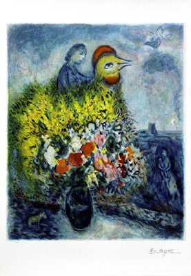 Le Cog avec le Bouquet Jaune by Marc Chagall | 35 1/8 x 24 3/8 Art 