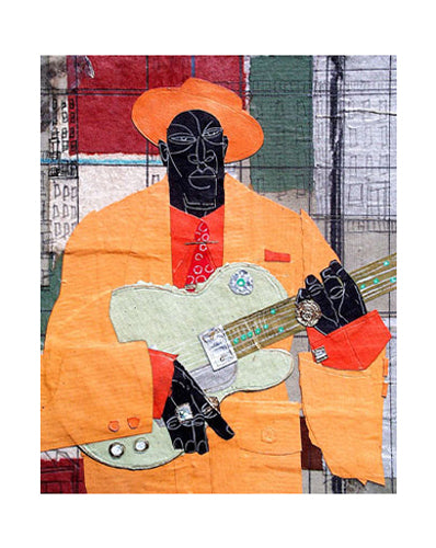Framed Art Player in Town by Willie Torbert | 25 x 19 7/8
