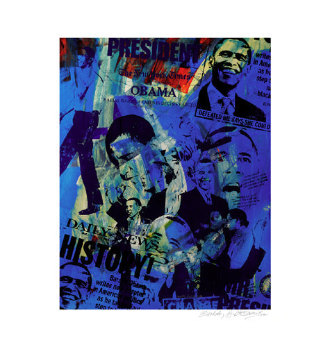 Framed Art Obama (Blue) by Bobby Hill | 17 7/8 x 17