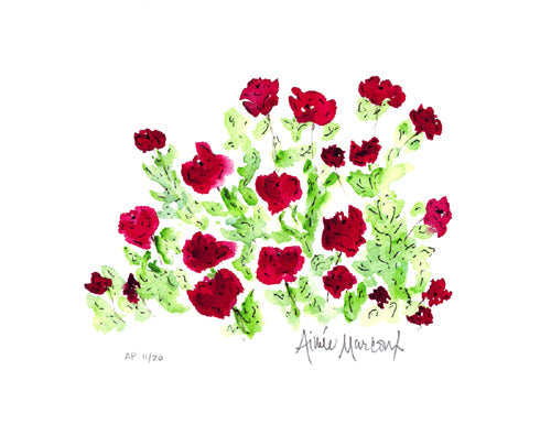 Framed Art Red Flowers by Aimee Marcoux | 8 x 10