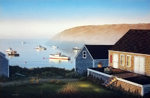 Framed Art Monhegan Harbor by Daniel Pollera | 22 ¼ x 27 7/8