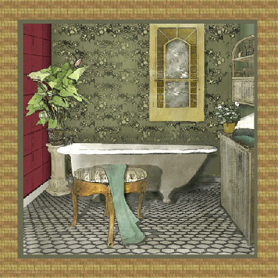 Bathroom in Green II by Lenny Karcinell | 12 x 12 Fine Art Print