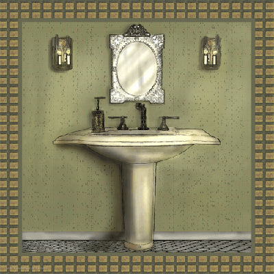 Bathroom in Green III by Lenny Karcinell | 12 x 12 Fine Art Print