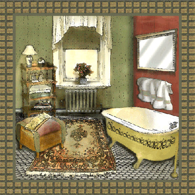 Bathroom in Green IV by Lenny Karcinell | 12 x 12 Fine Art Print