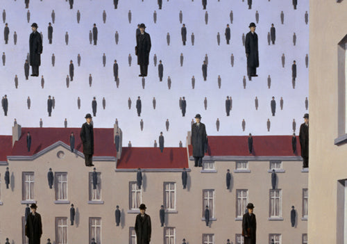 Framed Art Golconde (small) by Rene Magritte | 8 ¼ x 11 ¾