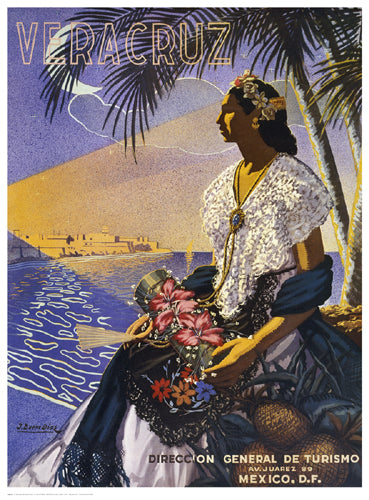 Veracruz, Senora with Flowers Wall Art | 24 3/8 x 18 Fine Art Print