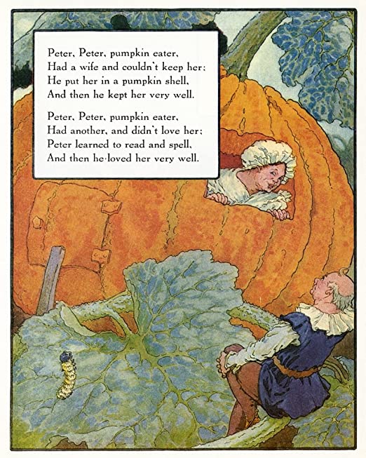 Framed Art Peter Pumpkin Eater by Mother Goose Collection | 26 ½ x 18 ¾