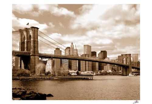 Framed Art Brooklyn Bridge (sepia) by Igor Maloratsky | 13 x 19