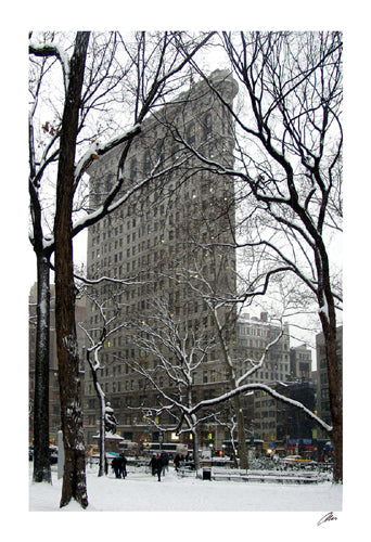 Flatiron Building in Snow by Igor Maloratsky | 19 x 13 Fine Art Print