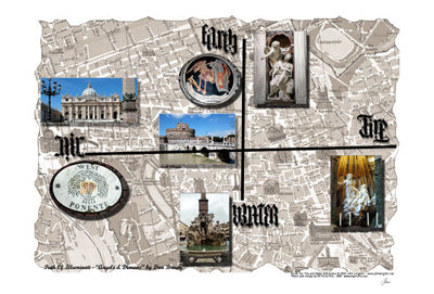 Map "Angels and Demons" by Igor Maloratsky | 13 x 19 Fine Art Print