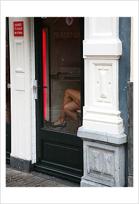 Framed Art Girl in a Window, Red Light District by Igor Maloratsky