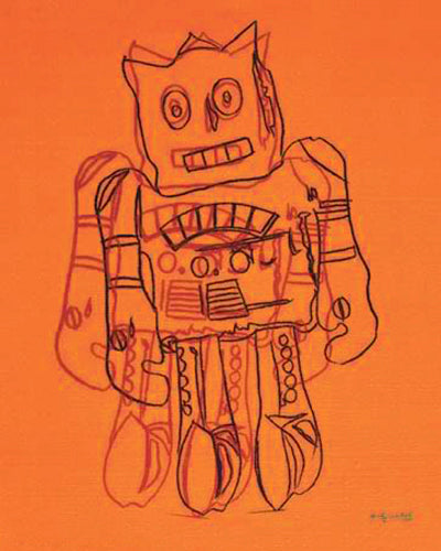 Framed Art Robot (Orange) by Andy Warhol | 20 x 16
