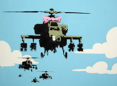Framed Art Helicopters by Banksy | 16 x 20