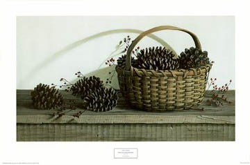 Pine Cones and Roseberries by Pauline Campanelli | 21 1/4 x 32 Art 