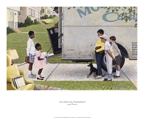 New Kids in the Neighborhood by Norman Rockwell | 18 x 22 Fine Art Print
