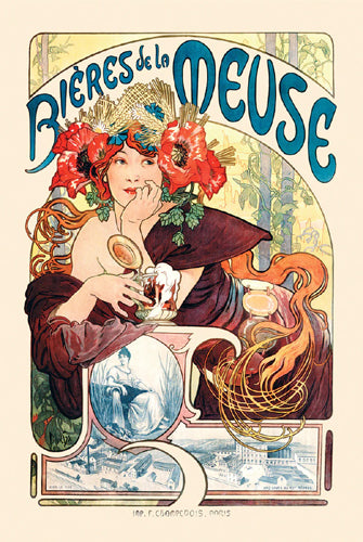 Bieres de la Meuse, 1897 by Alphonse Mucha | 36 x 24 Fine Art Print