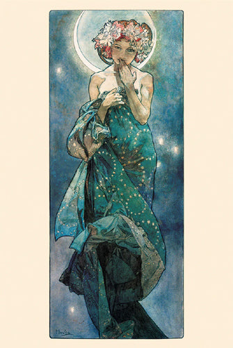 Framed Art Moon, 1902 by Alphonse Mucha | 36 x 24