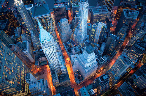 Framed Art Aerial View of Wall Street by Cameron Davidson | 24 x 36