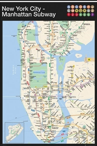 New York City Subway Map Wall Art | 36 x 24 Fine Art Print