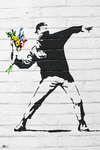 Framed Art Flower Bomber by Banksy | 36 x 24