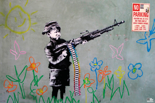 Framed Art Crayon Shooter by Banksy | 24 x 36
