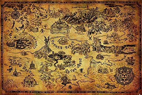 Framed Art The Legend of Zelda: Hyrule Map 24 x 36