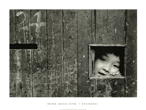 Framed Art Peekaboo, Shanghai, 1984 by Wang Gang-Feng | 23 5/8 x 31 1/2