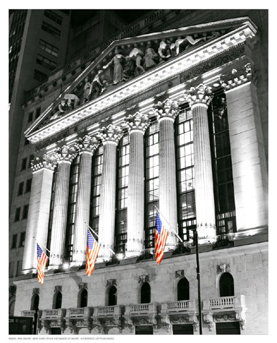 Framed Art New York Stock Exchange at Night (Vertical) by Phil Maier