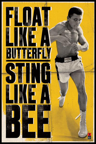 Framed Art Muhammad Ali: Float Like a Butterfly 36 x 24